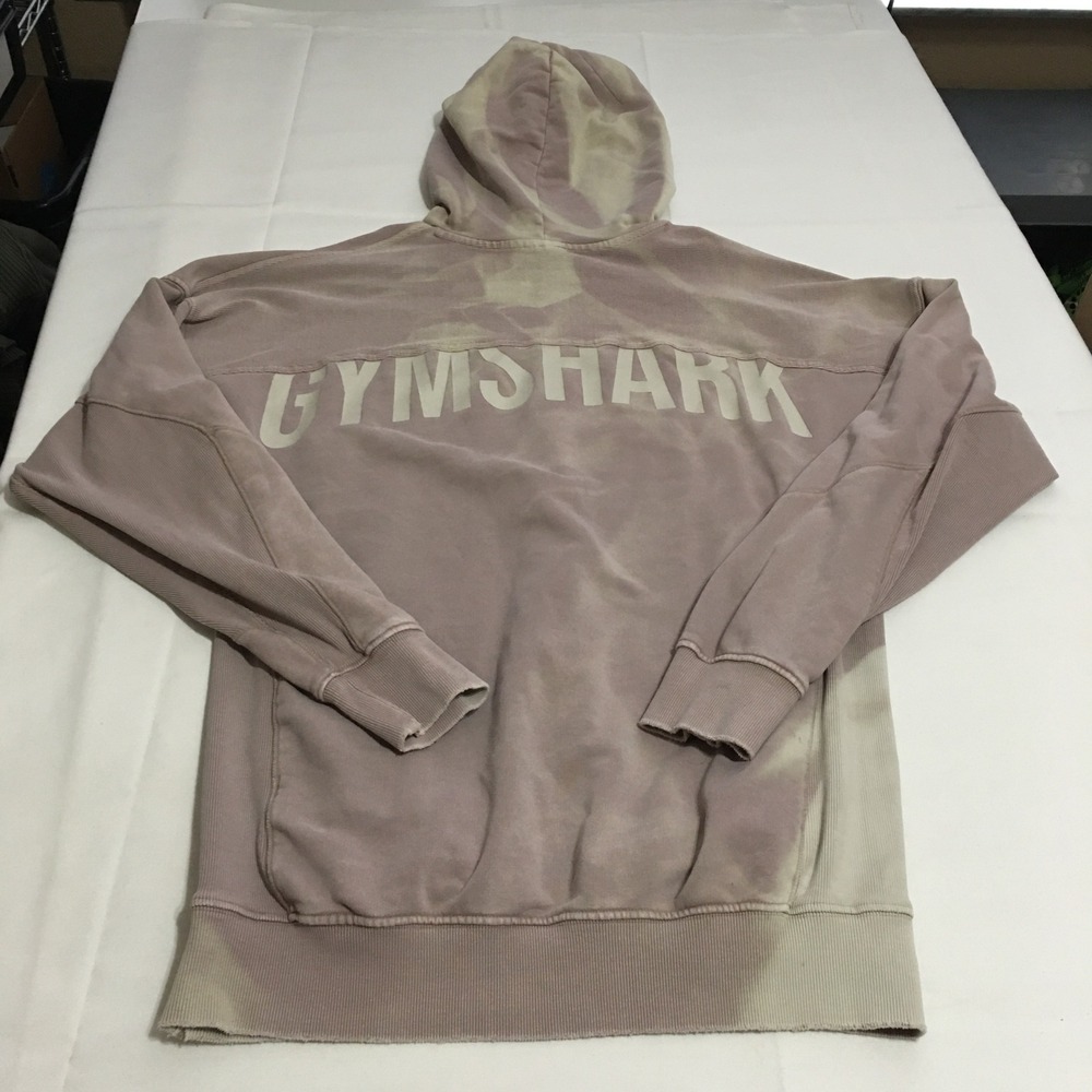Gymshark Hoodie Mens Medium Mauve Acid Wash Oversized Pullover Distressed